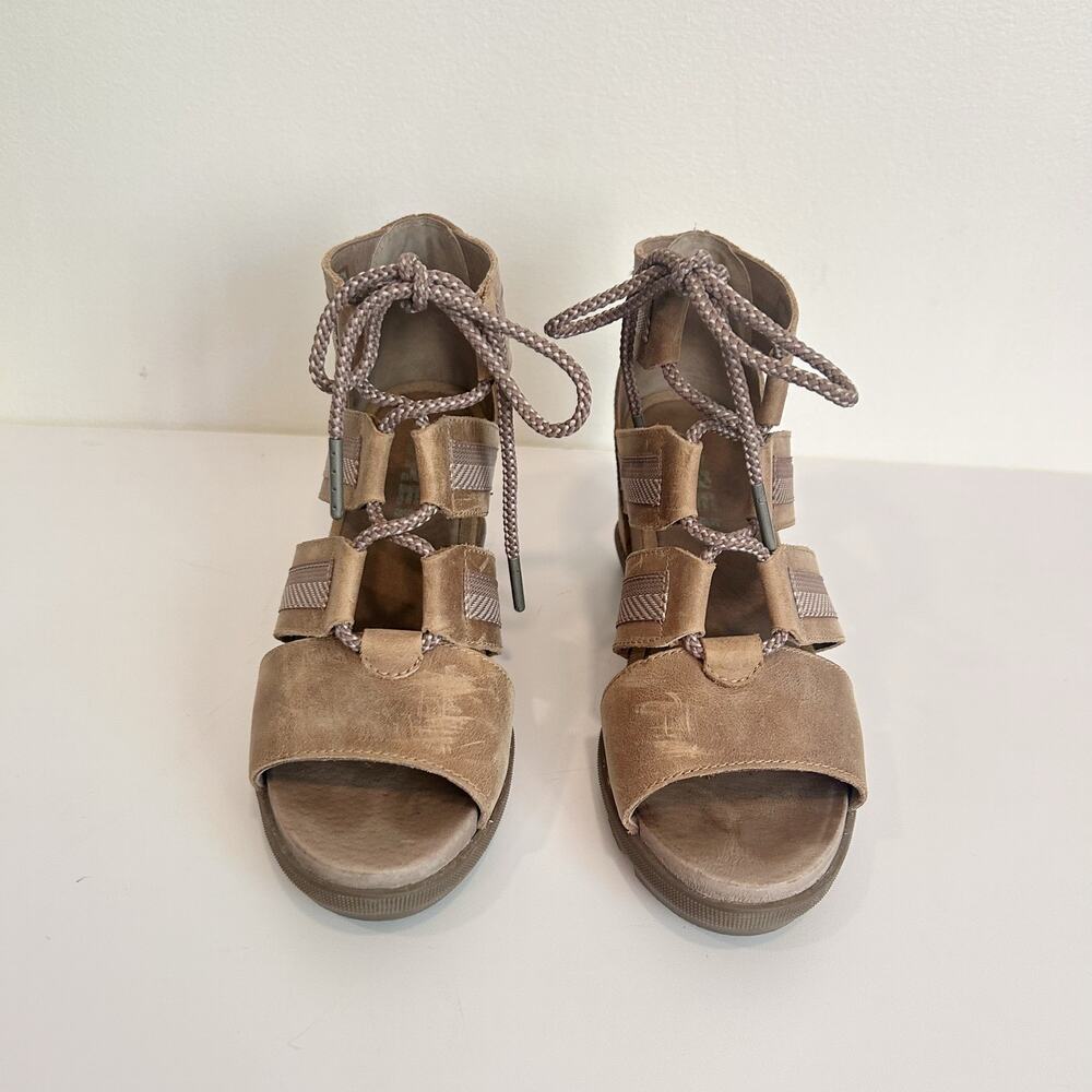Sorel Joanie Wedge Sandal Tan Size 7.5 - Picture 4 of 8